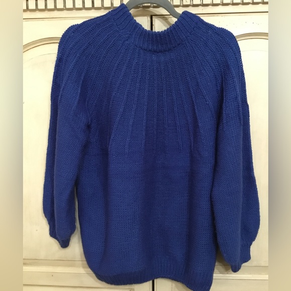 Umgee Women’s Cobalt Blue Oversized Balloon Sleeve Sweater Size S NWOT - Picture 3 of 6